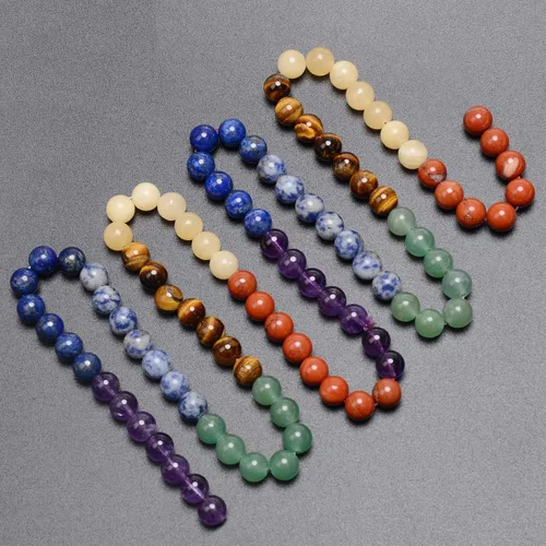 Miniatura 5 de LPBeads 100 Cuentas de 8mm Cuentas Redondas Naturales de Chakra, Cuentas Sueltas de Piedra Preciosa Redondas para Hacer Joyas con Cordón Elástico