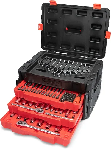 Crescent CTK229C - Juego de herramientas manuales de mecánica de accionamiento de 229 piezas de 1/4", 3/8" y 1/2" con estuche de almacenamiento de 3