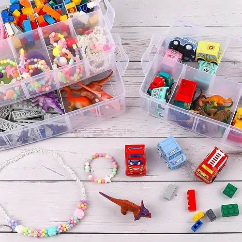Miniatura 6 de SGHUO Caja de almacenamiento apilable de 3 niveles con divisores - 30 compartimentos, organizadores de cuentas para almacenamiento de manualidades
