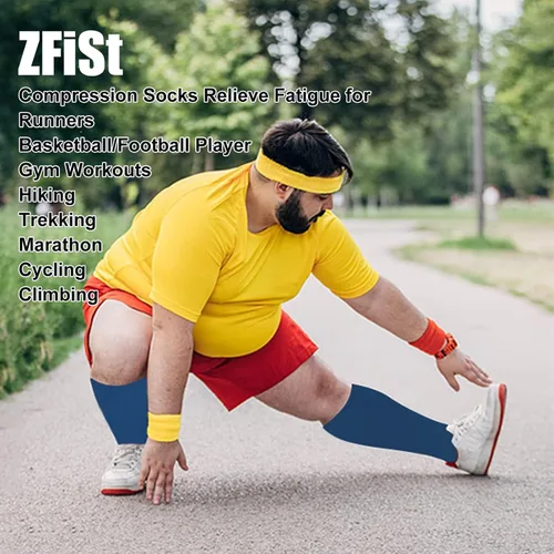 Miniatura 3 de ZFiSt - Calcetines de compresión de talla grande para pantorrilla ancha para mujeres y hombres, medias de compresión deportiva para enfermeras
