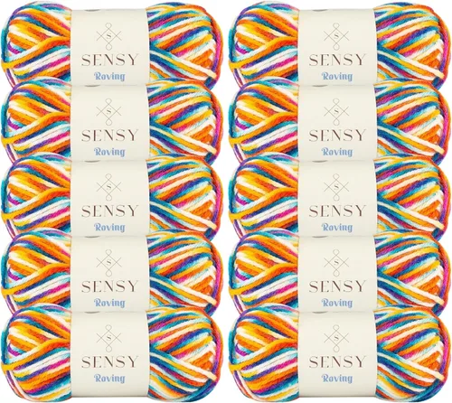 Miniatura 29 de Sensy Roving - Ovillo de lana multicolor, 3.5 onzas, 132 yardas, calibre 5, voluminoso (otoño)