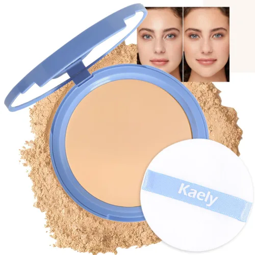 Miniatura 7 de evpct Polvo facial prensado para control de aceite, compacto para mujeres, base de maquillaje translúcida para mujeres, impermeable, de larga