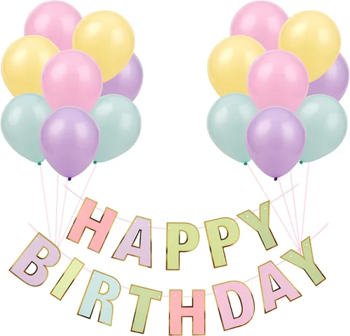 Miniatura 11 de Cartel de feliz cumpleaños, banderines, globos de fiesta azul bebé, confeti, globos de látex, pancartas de fiesta para niños y niñas, decoraciones