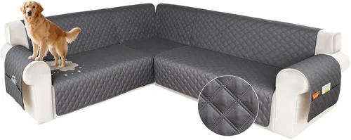Miniatura 35 de HDCAXKJ Funda impermeable para sofá modular en forma de L, fundas seccionales de esquina lavables, a prueba de mascotas, protector de muebles