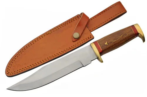 SZCO - Cuchillo de caza de espiga completa de 12.25 pulgadas, cuchillos de desollar con hoja de acero inoxidable, mango de madera con incrustaciones