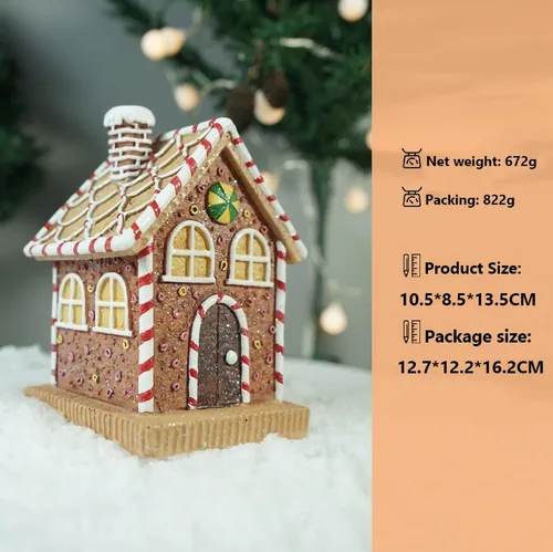Miniatura 2 de Adornos de figura abstracta de la casa de campo de jengibre sintético, resina luminiscente moderna para el hogar, sala de estar, estantería