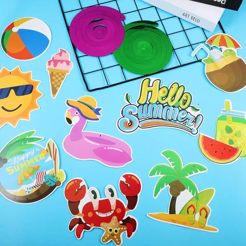 Miniatura 9 de Abaodam 10 piezas de remolinos colgantes para fiesta de verano en la piscina, decoración de fiesta de cumpleaños temática de playa, 10