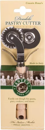 Miniatura 2 de Fantes Ravioli de pasta de doble hoja cortador de masa de pasta rueda de acero inoxidable con mango de madera de haya, el mercado italiano original