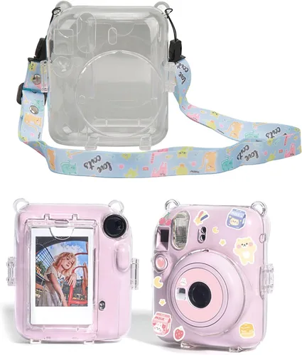 Miniatura 5 de ciciglow Funda protectora transparente para Mini 12, funda protectora de cámara rígida transparente para cámara instantánea con correa de hombro Azul