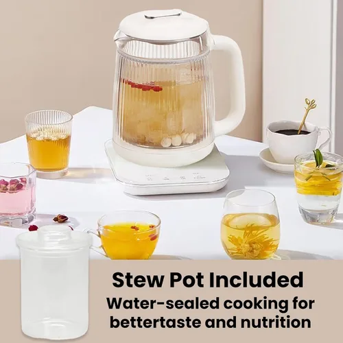 Miniatura 2 de Hervidor eléctrico de doble capa de 1,5 L con olla de estofado, olla de cristal para la salud, máquina de té de vidrio 9 en 1, panel táctil