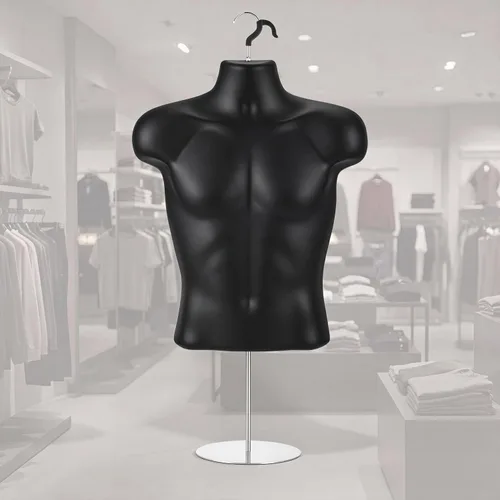 Geetery 1 paquete de maniquí masculino de medio cuerpo con soporte y gancho para colgar, forma de vestido apilable con espalda hueca para exhibición