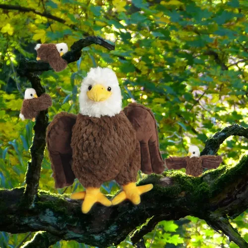 Miniatura 5 de 4 Piezas de Animales de Peluche de Águila Calva a Granel Grande Mamá Águila de Peluche con 3 Lindos Bebés Juguetes de Peluche de Águila Peluches