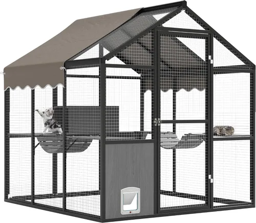 Miniatura 7 de Catio - Recinto de aluminio extra grande para gatos al aire libre, para múltiples gatos, corren gatos grandes, recinto para gatos en condominio
