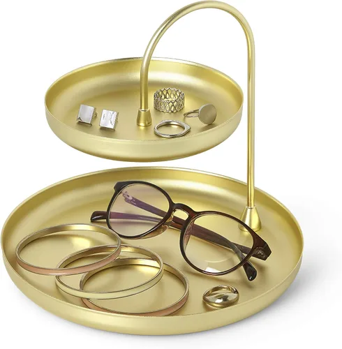 Bandeja para accesorios en niveles de Umbra, Brass, L