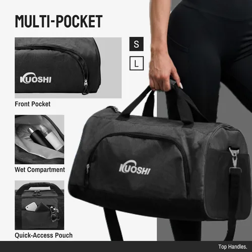 Miniatura 6 de Bolsa de lona para gimnasio para hombres y mujeres, resistente al agua, bolsa de viaje deportiva con compartimento ventilado para zapatos y bolsillo