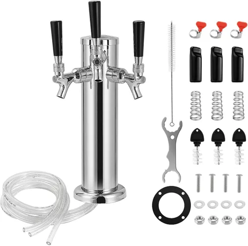 Miniatura 8 de Torre Kegerator Torre de cerveza de doble grifo, torre de cerveza de acero inoxidable con brida de 3 pulgadas, dispensador de torre de cerveza