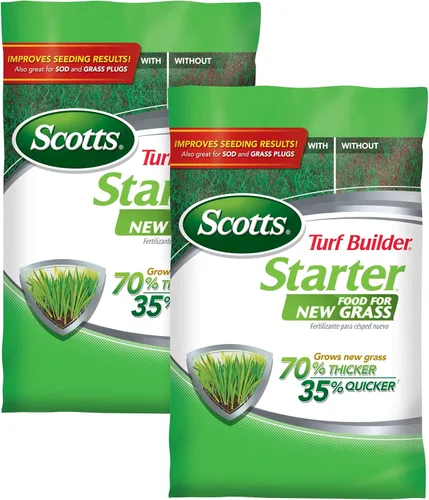 Scotts Turf Builder - Fertilizante para césped nuevo, uso al plantar semillas, 5,000 pies cuadrados, 15 libras (paquete de 2)