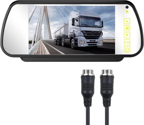 Monitor LCD TFT a color de 7 pulgadas para espejo retrovisor de coche, pantalla inversa con botón táctil para DVD/VCR/cámara de retroceso de coche
