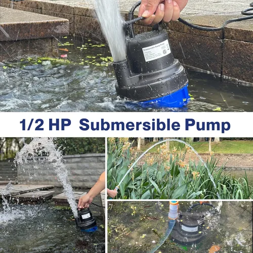 Miniatura 7 de AgiiMan Bomba de agua sumergible de 1/2 HP, bomba de sumidero portátil de 2200 GPH para drenaje de piscina, bomba de cubierta de piscina con cable
