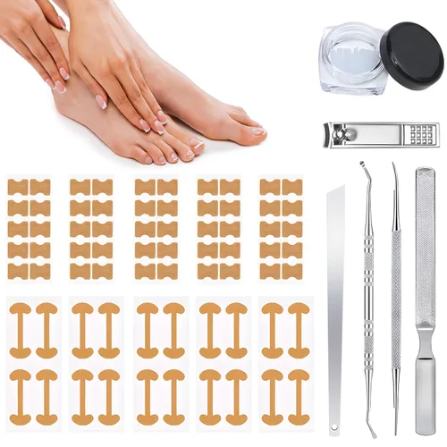 Juego de corrector profesional de uñas encarnadas con tiras correctoras, kit de eliminación de uñas encarnadas, juego de herramientas de pedicura de