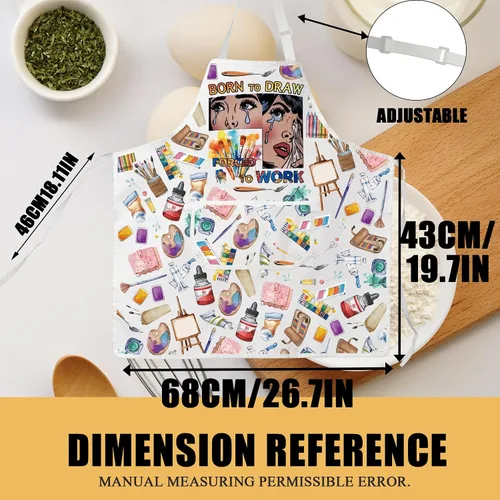 Miniatura 6 de CMNIM Delantal de artista de pintura, 2 bolsillos, regalo para amantes del dibujo, para estudiantes y profesores de arte