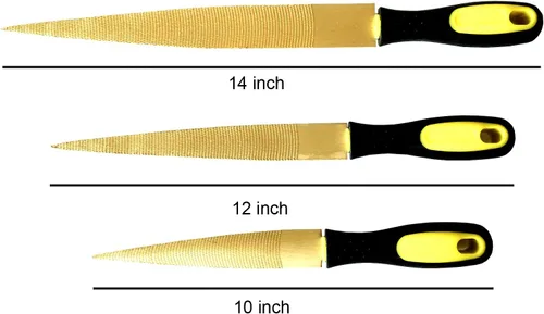 Miniatura 7 de Golden - Juego de limas de madera de 6/8/10 pulgadas (paquete de 3) Dientes de doble corte de la marca Golden para dar forma a metal suave