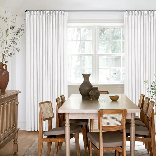 Miniatura 132 de Cortinas de lino natural con pliegues fruncidos de 120 pulgadas de largo para sala de estar, cortinas plisadas con ganchos y lengüeta trasera