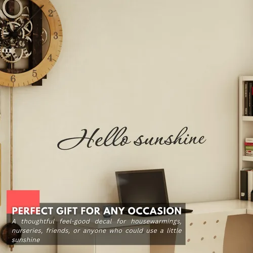 Miniatura 3 de My Vinyl Story - Hello Sunshine - Calcomanía inspiradora para pared, con citas, arte de vinilo, palabras de amor, decoración sobre la cama, Negro
