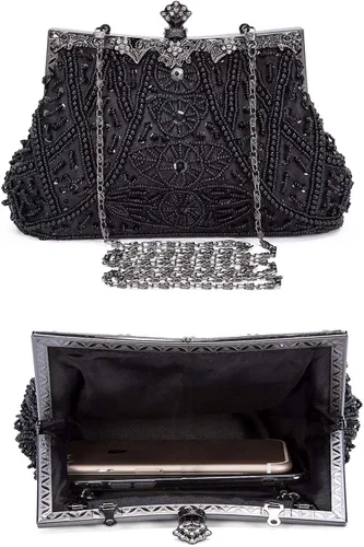 Miniatura 4 de Selighting Bolsos de noche con cuentas vintage de los años 20 para mujer, bolso formal de boda, boda, bolso de mano de graduación, cóctel, fiesta