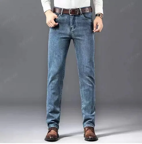 Miniatura 6 de JANTTAWEAR Vaqueros rectos regulares para hombre, jeans elásticos rasgados