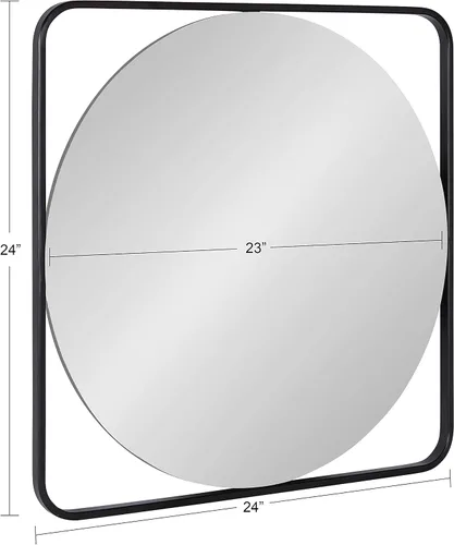 Miniatura 7 de Kate and Laurel Nobles Radius - Espejo esquinero enmarcado, 24x24, negro