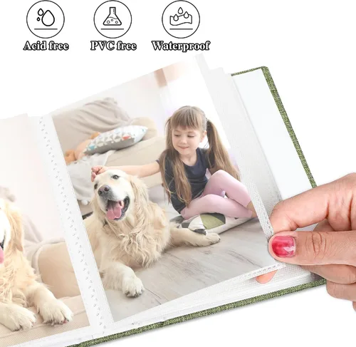 Miniatura 5 de Álbum de fotos de 4 x 6 pulgadas, 100 bolsillos, álbumes de fotos con cubierta de lino, álbumes de fotos para familia, boda, bebé, libro de fotos