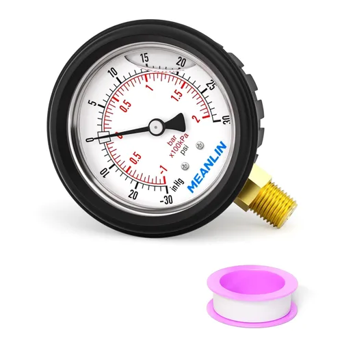 Miniatura 35 de MEANLIN MEASURE - Manómetro de vacío de presión -30inHG~0Psi, esfera con cara de 2.5 pulgadas, NPT de 1/4 de pulgada, manómetro de acero inoxidable