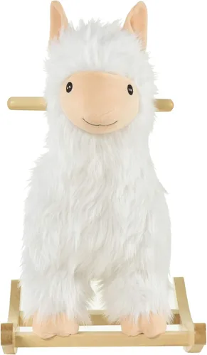 Miniatura 9 de Qaba Juguete de caballo mecedora para niños, estilo llama, tela de felpa suave para niños de 3 años en adelante