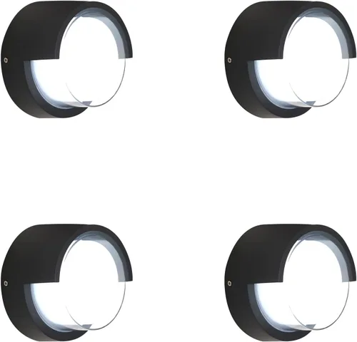 Miniatura 8 de Foco de pared moderno para exteriores - Lámpara de pared redonda impermeable para jardín/patio - Luz fría de 6500K 3000K-2 Pack - Negro