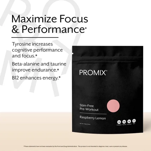 Miniatura 2 de ProMix Nutrition Polvo de preentrenamiento sin estimulaciones, limón de frambuesa, 9.67 oz, maximiza la concentración, la energía y el rendimiento