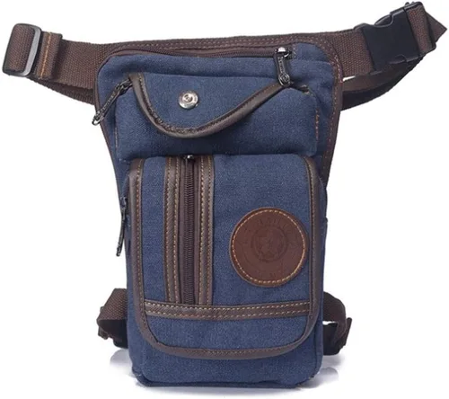 Miniatura 10 de Canvas Drop Leg Bag Outdoor Waist Pack for Men Women Tactical Military Motorcycle Bike Cycling Multi-Pocket Waist Fanny Pouch Travel Hiking Climbing