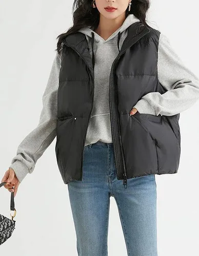Miniatura 6 de COWOKA Chaleco ligero y casual grueso para mujer, sin mangas, cuello alto