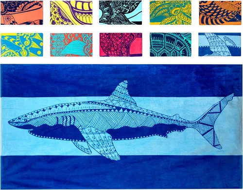 Miniatura 15 de Nova Blue - Toalla de playa de atún azul (34 x 63 pulgadas) – Toallas de playa a rayas azules de algodón 100% – Toalla de piscina de secado rápido