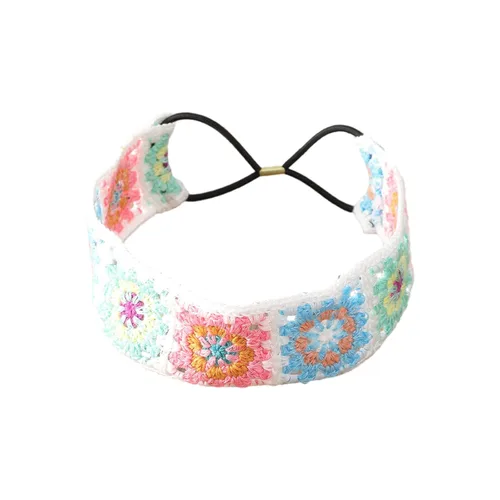 Miniatura 8 de LIANXUE Diadema de punto floral para mujer, turbante elástico, floral, ganchillo, cuadrado, estilo étnico, diadema envolvente para la cabeza