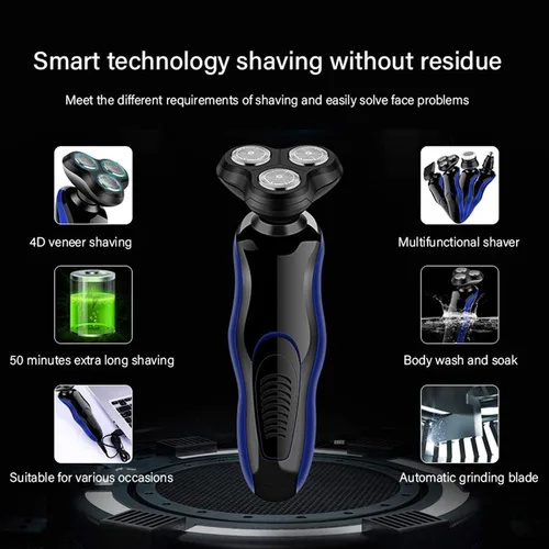 Miniatura 6 de Maquinilla de afeitar eléctrica para hombres – Afeitadoras rotativas 4 en 1 para hombres – Kit de aseo eléctrico – Maquinillas de afeitar húmedas