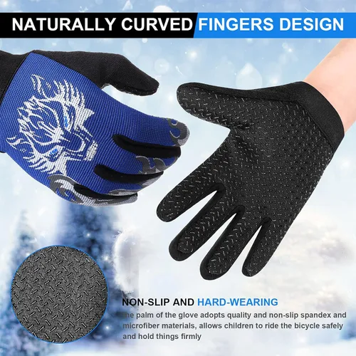 Miniatura 4 de 4 pares de guantes de ciclismo para niños y niñas y jóvenes guantes de bicicleta de montaña guantes deportivos cálidos para niños guantes de pesca