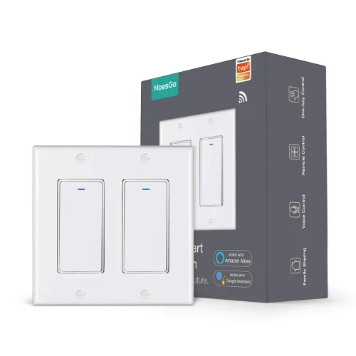 Miniatura 9 de MoesGo - Interruptor de luz inteligente con botón de pared, multicontrol, interruptores de luz WiFi de 2.4 GHz, requiere cable neutro, control