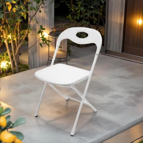Miniatura 8 de Huacan Paquete de 6 sillas plegables blancas, asiento comercial portátil para eventos, fiestas, bodas y uso doméstico, resistente, capacidad