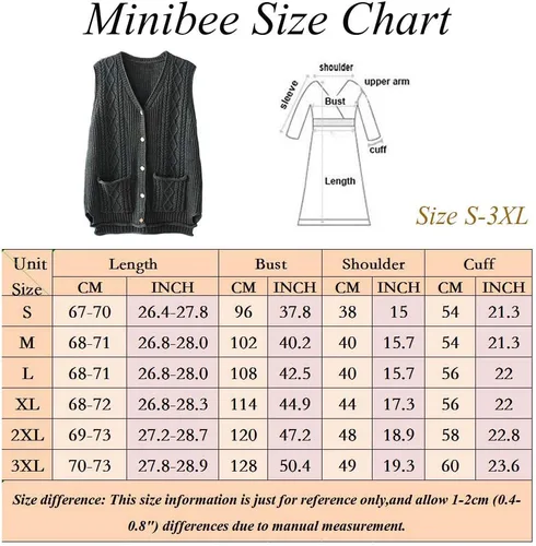 Miniatura 3 de Minibee Chaleco de suéter para mujer, casual, sin mangas, con cuello en V, con botones, de algodón, con bolsillos