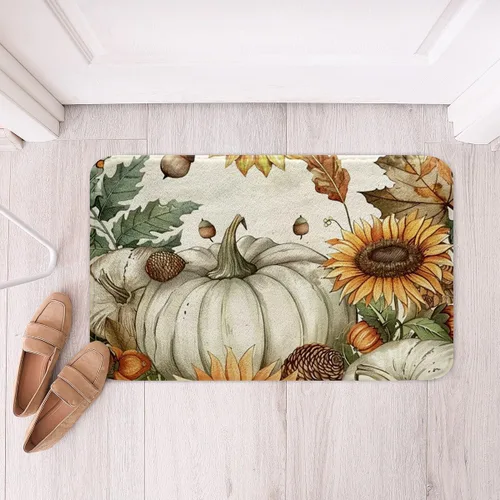 Miniatura 28 de Erosebridal Thanksgiving Turkey Bathroom Rugs - Fall Leaves Pumpkin Bath Mat for Kids Adults, Vintage Autumn Harvest Door Mat 16 x 24 Inch Rustic