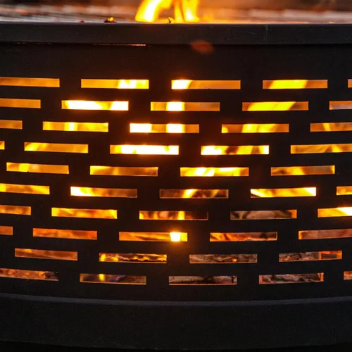 Miniatura 4 de OutVue Fogatas de leña de 26 pulgadas con parrilla y tapa, mesa de fogata para exteriores con cubierta impermeable y atizador de fuego, fogata al