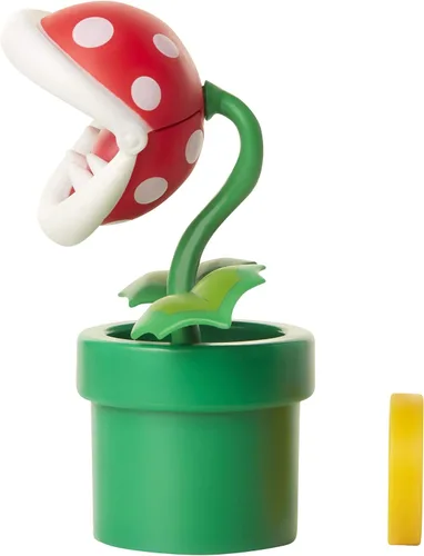 Miniatura 8 de World of Nintendo Super Mario Piranha Plant Figura articulada de 4 pulgadas con moneda
