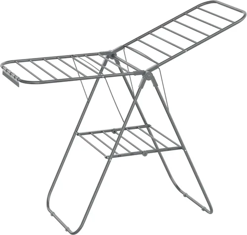 Miniatura 7 de SONGMICS Rejilla de secado de ropa, con clips para calcetines, estante de lavandería de metal, plegable, ahorra espacio, aireador independiente