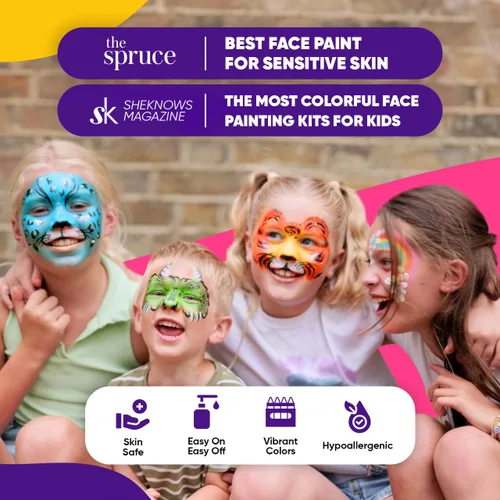 Miniatura 2 de Blue Squid Lápices de pintura facial – 12 colores vibrantes torcidos y lavables – Kit de pintura facial para fiestas de niños, Halloween, kit